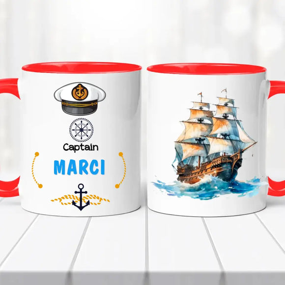 Hajós kapitány bögre – saját névvel