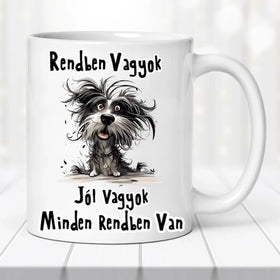 Vicces bögre – „Jól vagyok” kutyás illusztrációval