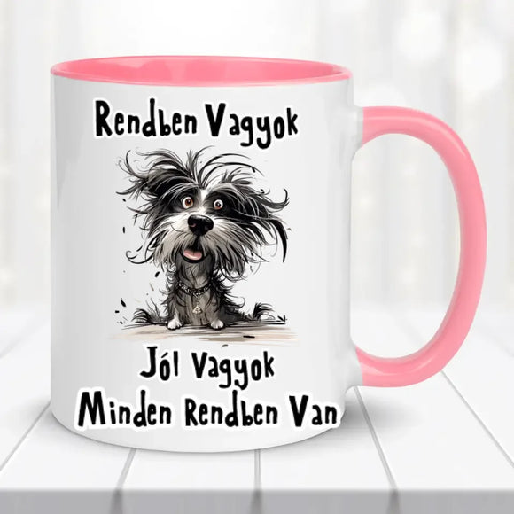 Vicces bögre – „Jól vagyok” kutyás illusztrációval