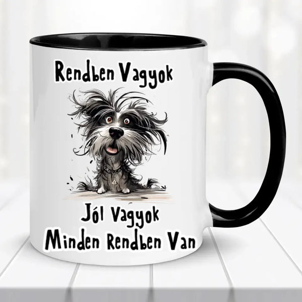 Vicces bögre – „Jól vagyok” kutyás illusztrációval