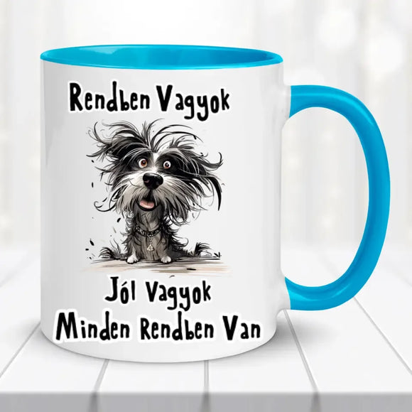 Vicces bögre – „Jól vagyok” kutyás illusztrációval