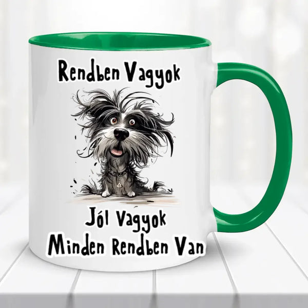 Vicces bögre – „Jól vagyok” kutyás illusztrációval