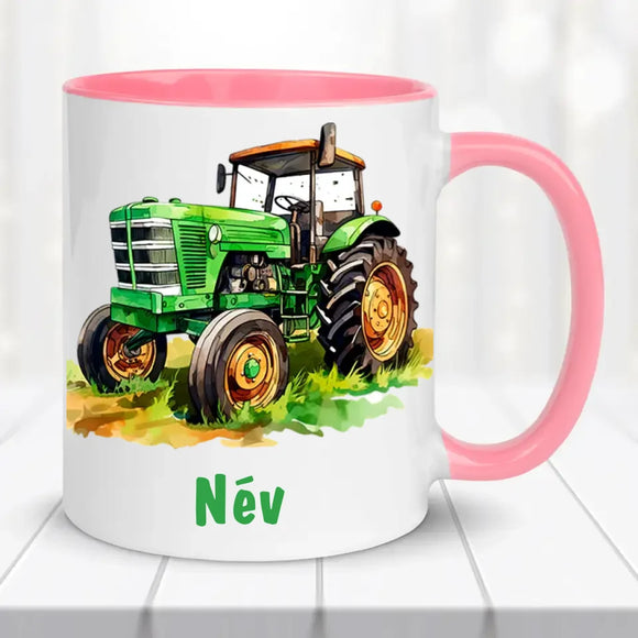 Traktoros bögre – névvel, egyedi dizájn