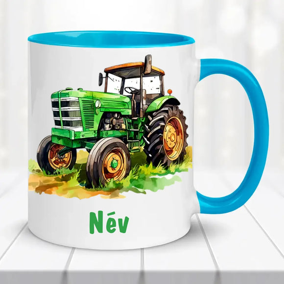 Traktoros bögre – névvel, egyedi dizájn