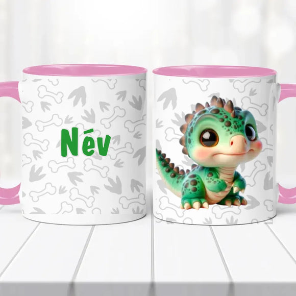 Dínós bögre – névvel, egyedi stílus
