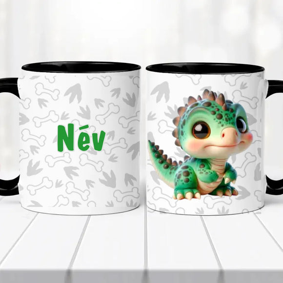 Dínós bögre – névvel, egyedi stílus