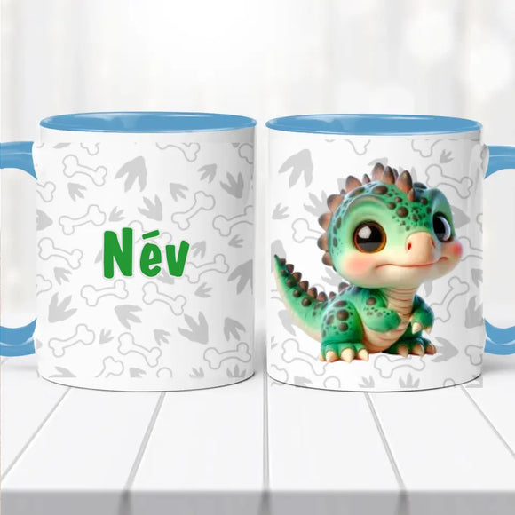 Dínós bögre – névvel, egyedi stílus