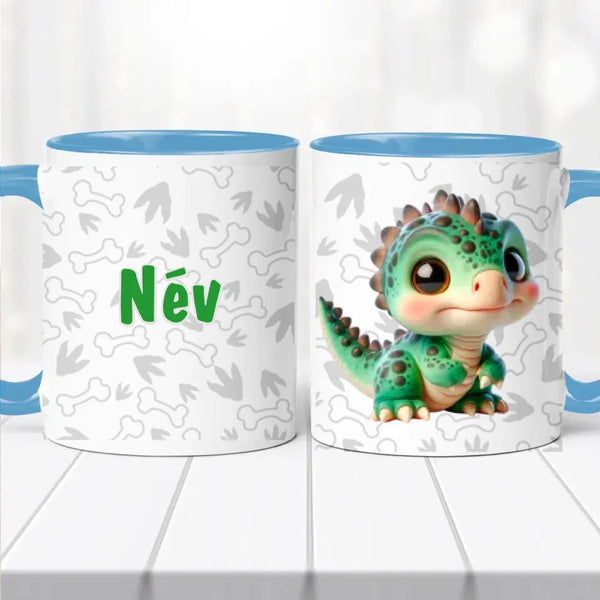Dínós bögre – névvel, egyedi stílus