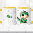 Dínós bögre – névvel, egyedi stílus-10