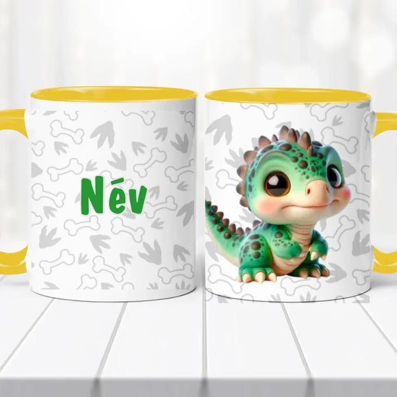 Dínós bögre – névvel, egyedi stílus