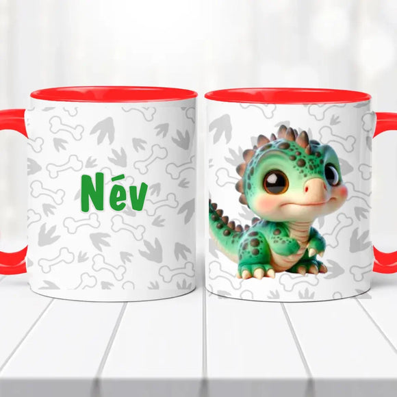 Dínós bögre – névvel, egyedi stílus
