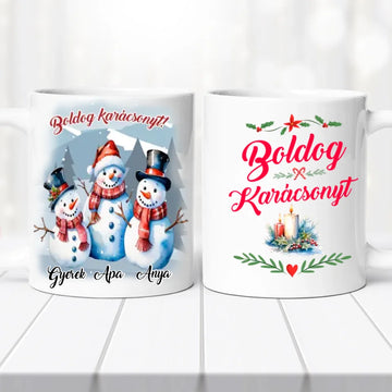 Karácsonyi bögre – hóember család (No 2)