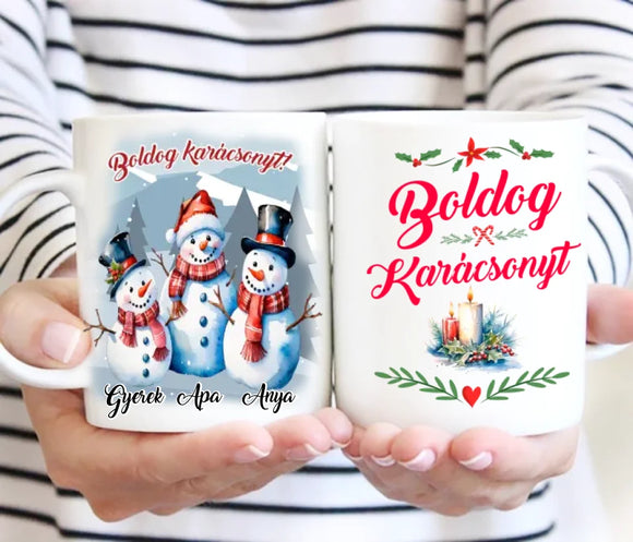 Karácsonyi bögre – hóember család (No 2)