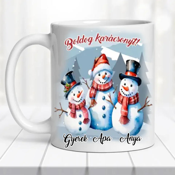 Karácsonyi bögre – hóember család (No 2)