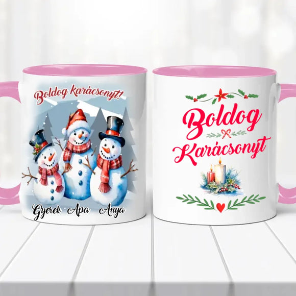 Karácsonyi bögre – hóember család (No 2)