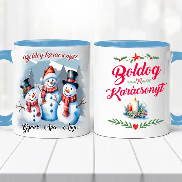 Karácsonyi bögre – hóember család (No 2)