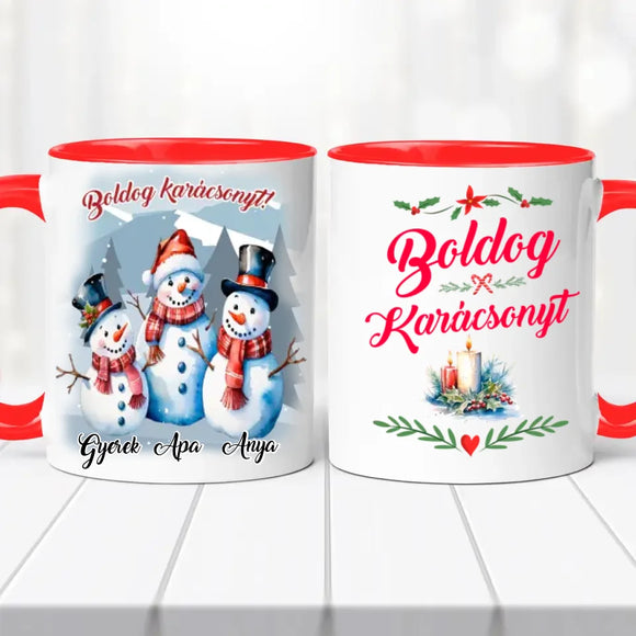 Karácsonyi bögre – hóember család (No 2)