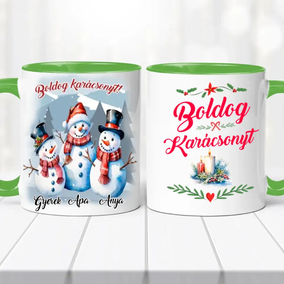 Karácsonyi bögre – hóember család (No 2)