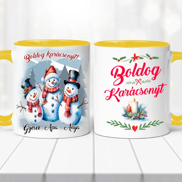 Karácsonyi bögre – hóember család (No 2)