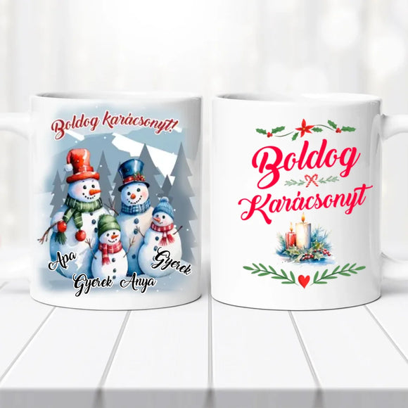 Karácsonyi bögre – hóember család