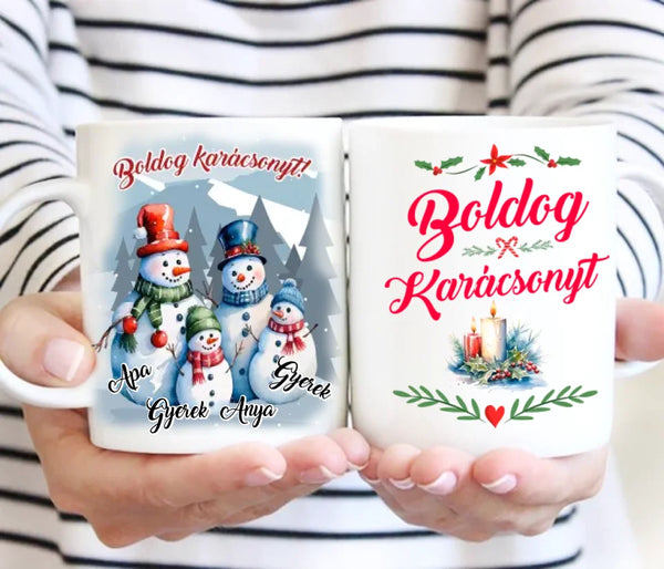 Karácsonyi bögre – hóember család