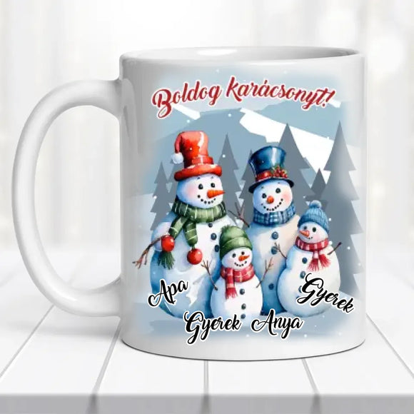 Karácsonyi bögre – hóember család