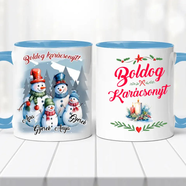 Karácsonyi bögre – hóember család