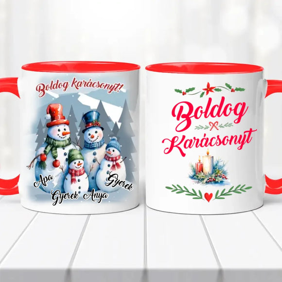 Karácsonyi bögre – hóember család