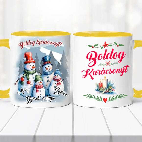 Karácsonyi bögre – hóember család