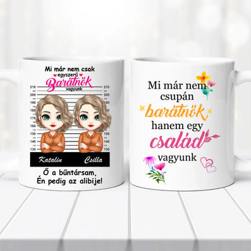 Barátnős bögre – „Bűntársak” felirattal