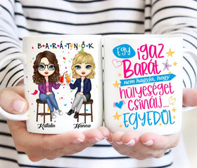 Barátnős bögre – bárszékes illusztrációval - 0