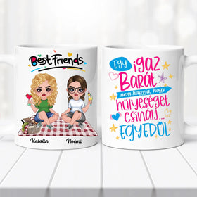 Barátnős bögre – piknikezős illusztrációval