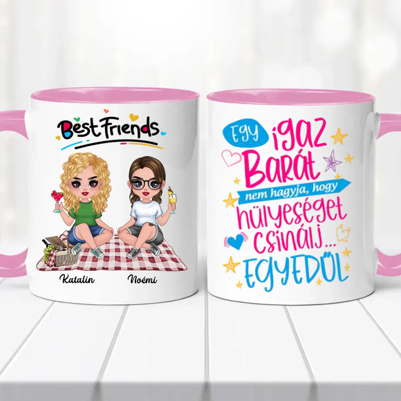 Barátnős bögre – piknikezős illusztrációval