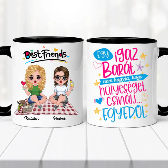 Barátnős bögre – piknikezős illusztrációval