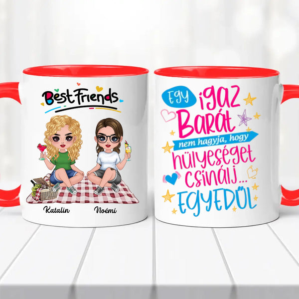 Barátnős bögre – piknikezős illusztrációval