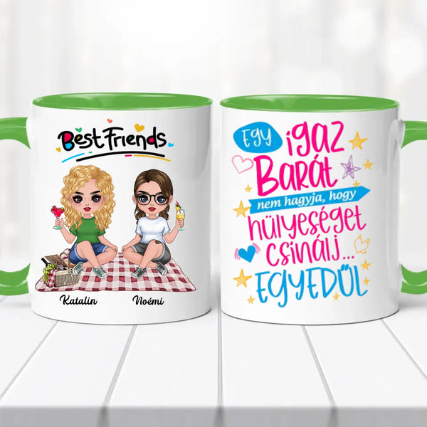 Barátnős bögre – piknikezős illusztrációval
