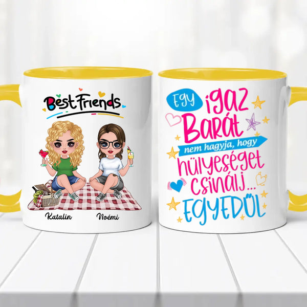 Barátnős bögre – piknikezős illusztrációval