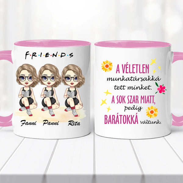 Barátnős bögre – három lányos, vicces felirattal