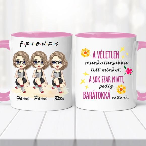 Barátnős bögre – három lányos, vicces felirattal