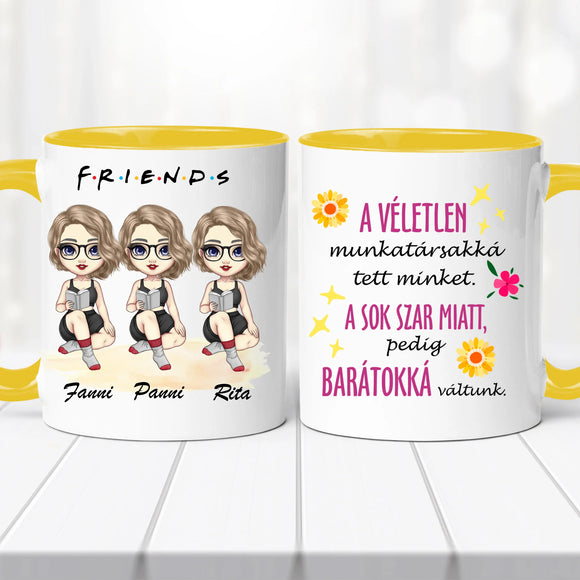 Barátnős bögre – három lányos, vicces felirattal