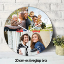 Egyedi fényképes üveg falióra 3 saját fotóval és választható felirattal.