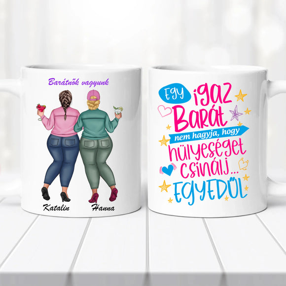 Barátnős bögre – két lányos dizájn No2.