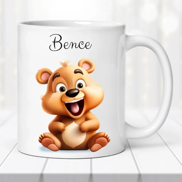 Névre szóló állatos bögre gyerekeknek – saját névvel és választható képpel