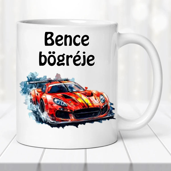 Autós bögre – saját névvel és választható képpel