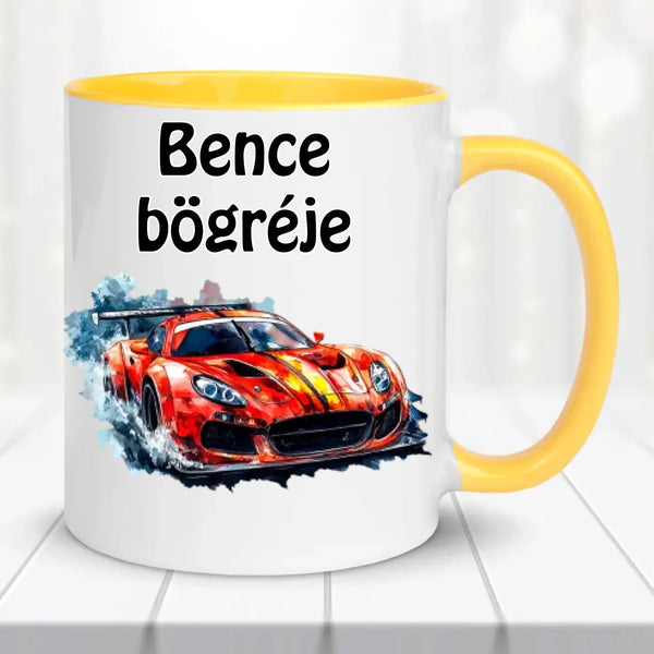 Autós bögre – saját névvel és választható képpel