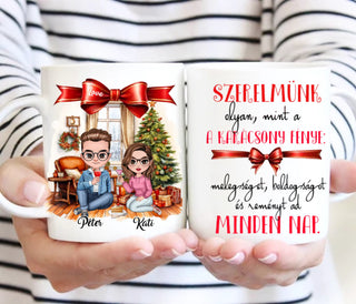 Páros karácsonyi bögre – egyedi névvel