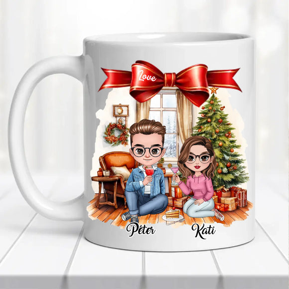 Páros karácsonyi bögre – egyedi névvel