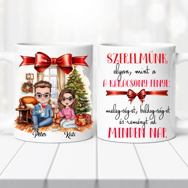 Páros karácsonyi bögre – egyedi névvel