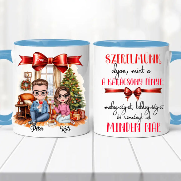 Páros karácsonyi bögre – egyedi névvel