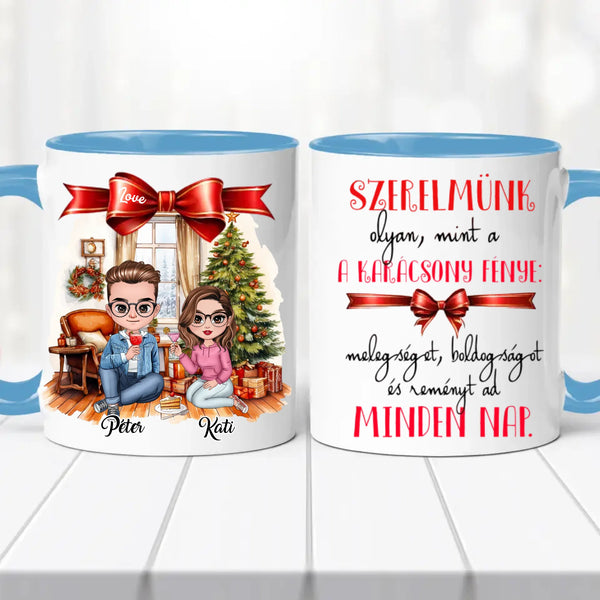 Páros karácsonyi bögre – egyedi névvel